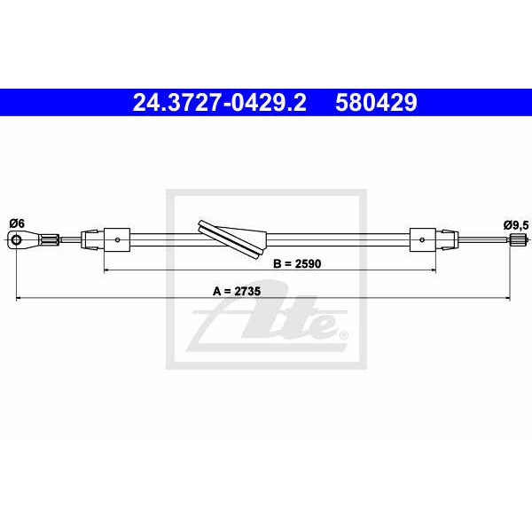 Слика на Сајла за рачна кочница ATE 24.3727-0429.2 за Mercedes C-class Estate (s203) C 180 (203.235) - 129 коњи бензин