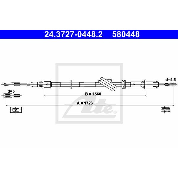 Слика на Сајла за рачна кочница ATE 24.3727-0448.2 за Mercedes E-class Saloon (w211) E 200 Kompressor (211.042) - 163 коњи бензин