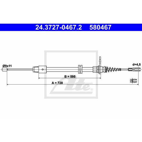 Слика на Сајла за рачна кочница ATE 24.3727-0467.2 за Mercedes C-class Estate (s204) C 220 CDI 4-matic (204.284) - 170 коњи дизел