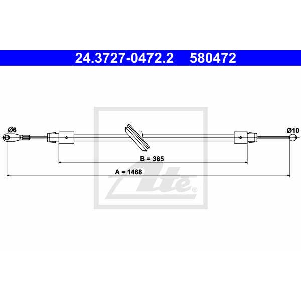 Слика на Сајла за рачна кочница ATE 24.3727-0472.2 за Mercedes Sprinter 3-t Box (906) 213 CDI (906.611, 906.613) - 129 коњи дизел