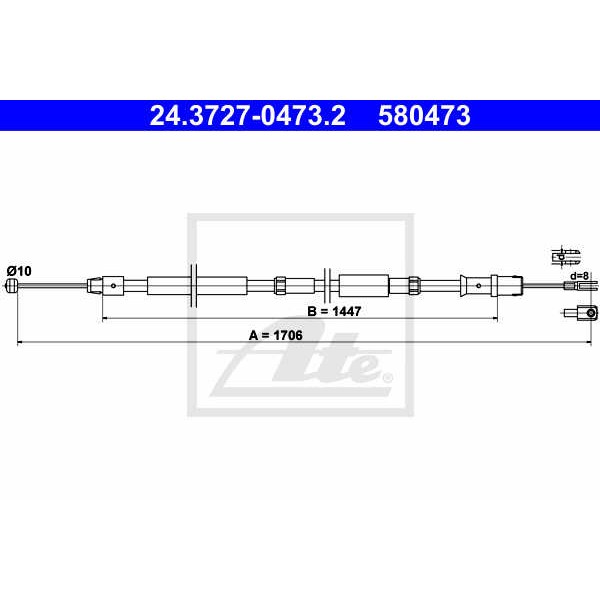 Слика на Сајла за рачна кочница ATE 24.3727-0473.2 за Mercedes Sprinter 3.5-t Box (906) 316 CDI 4x4 (906.631, 906.633, 906.635, 906.637) - 163 коњи дизел