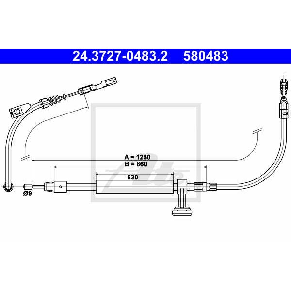 Слика на Сајла за рачна кочница ATE 24.3727-0483.2 за Mercedes E-class Estate (s212) E 350 BlueTEC (212.224) - 211 коњи дизел