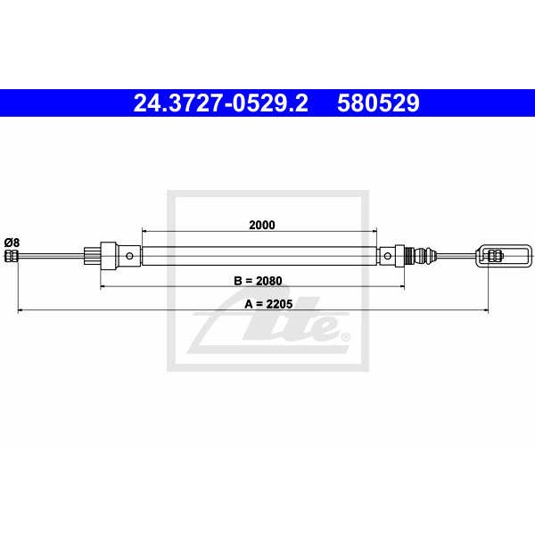 Слика на Сајла за рачна кочница ATE 24.3727-0529.2 за Lancia Zeta (220) 2.0 JTD (220AN5) - 109 коњи дизел