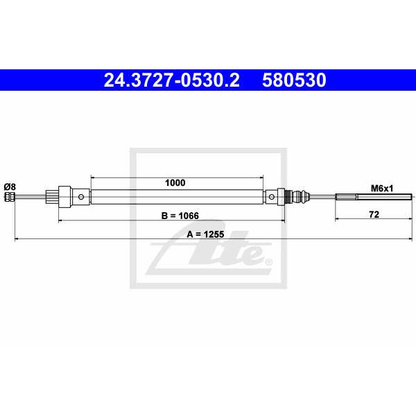 Слика на Сајла за рачна кочница ATE 24.3727-0530.2 за Lancia Zeta (220) 2.0 16V (220AL5) - 132 коњи бензин