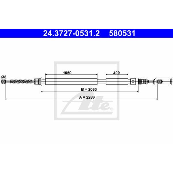 Слика на Сајла за рачна кочница ATE 24.3727-0531.2 за Citroen Dispatch VAN BS,BT,BY,BZ 1.6 i - 79 коњи бензин