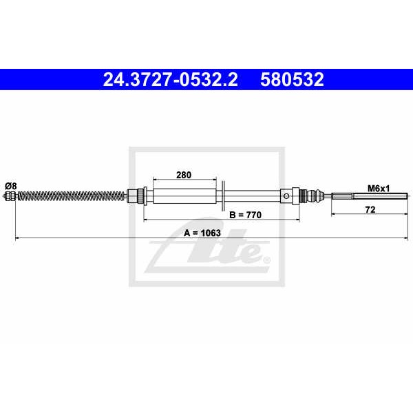 Слика на Сајла за рачна кочница ATE 24.3727-0532.2 за Citroen Jumpy U6U 1.9 D 70 - 69 коњи дизел