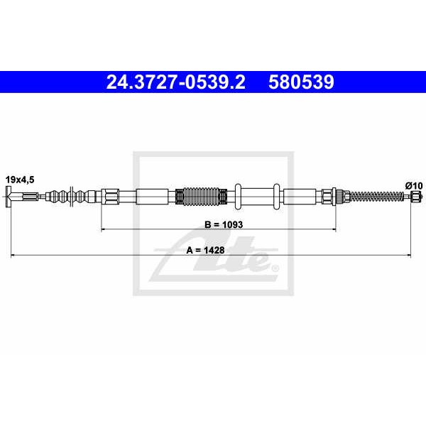 Слика на Сајла за рачна кочница ATE 24.3727-0539.2 за Fiat Bravo 182 1.2 16V 80 - 80 коњи бензин