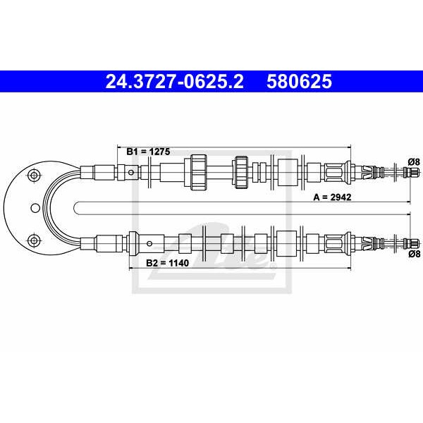 Слика на Сајла за рачна кочница ATE 24.3727-0625.2 за Ford Escort MK 4 Estate (awf,avf) 1.3 - 60 коњи бензин