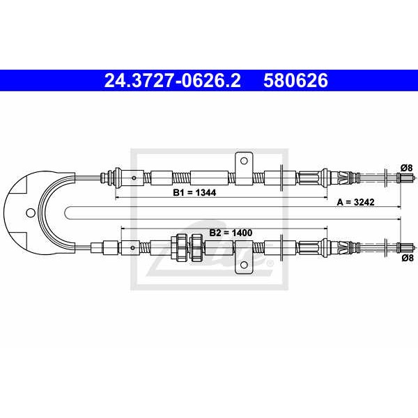 Слика на Сајла за рачна кочница ATE 24.3727-0626.2 за Ford Fiesta 3 (gfj) 1.8 16V - 105 коњи бензин