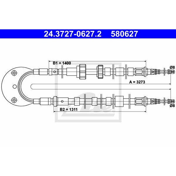 Слика на Сајла за рачна кочница ATE 24.3727-0627.2 за Ford Escort MK 5 Estate (gal,avl) 1.6 - 105 коњи бензин