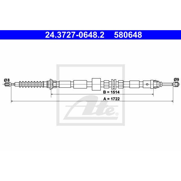 Слика на Сајла за рачна кочница ATE 24.3727-0648.2 за Ford Mondeo 3 Estate (BWY) 2.0 16V TDDi / TDCi - 115 коњи дизел