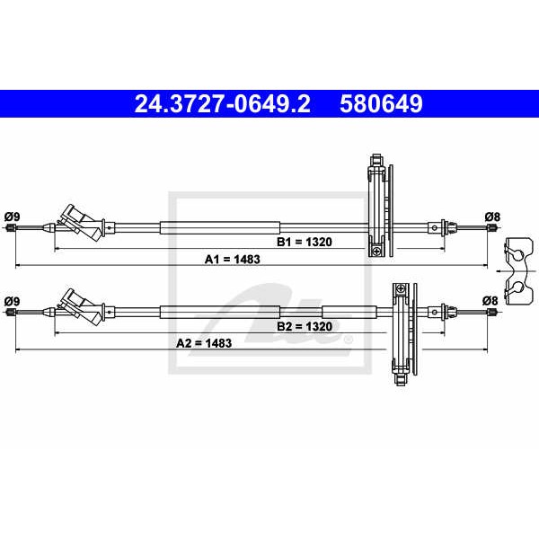 Слика на Сајла за рачна кочница ATE 24.3727-0649.2 за Ford Focus Estate (dnw) 1.8 Turbo DI / TDDi - 90 коњи дизел