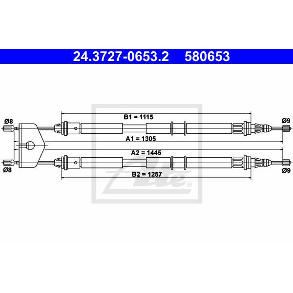 Слика на Сајла за рачна кочница ATE 24.3727-0653.2 за Mazda 2 Hatchback (DY) 1.5 - 111 коњи бензин