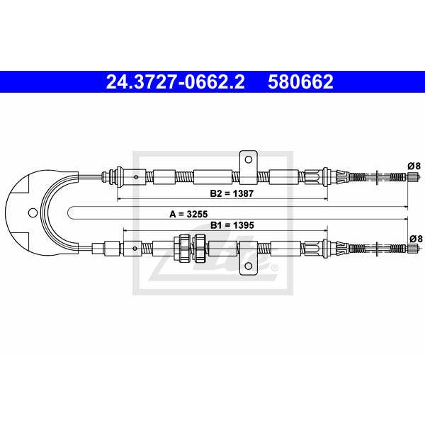 Слика на Сајла за рачна кочница ATE 24.3727-0662.2 за Ford Fiesta 3 (gfj) 1.4 - 75 коњи бензин