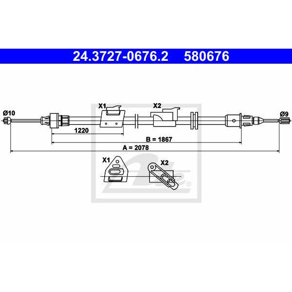 Слика на Сајла за рачна кочница ATE 24.3727-0676.2 за Ford Mondeo 4 2.3 - 160 коњи бензин