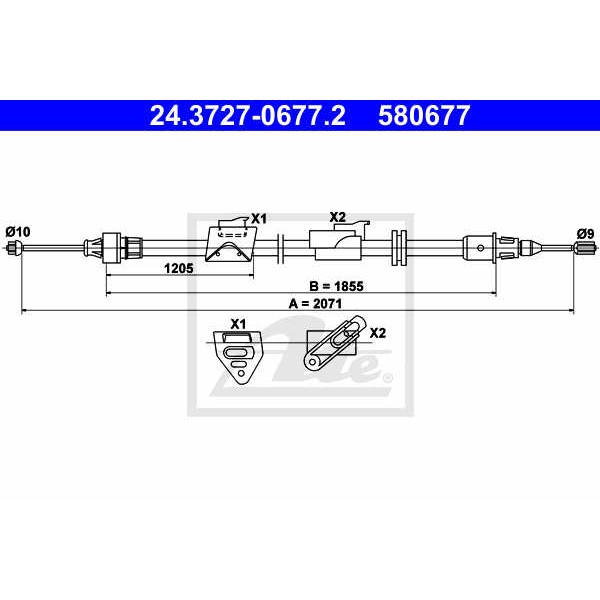 Слика на сајла за рачна кочница ATE 24.3727-0677.2 за Ford Mondeo 4 2.3 - 160 коњи бензин