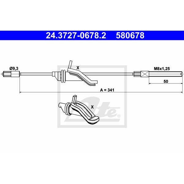 Слика на сајла за рачна кочница ATE 24.3727-0678.2 за Ford Grand C-Max 1.5 TDCi - 95 коњи дизел