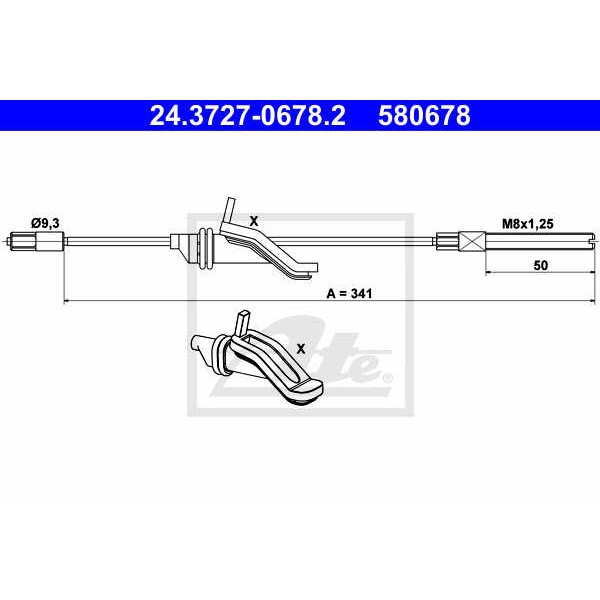 Слика на сајла за рачна кочница ATE 24.3727-0678.2 за Ford Grand C-Max 2.0 TDCi - 140 коњи дизел