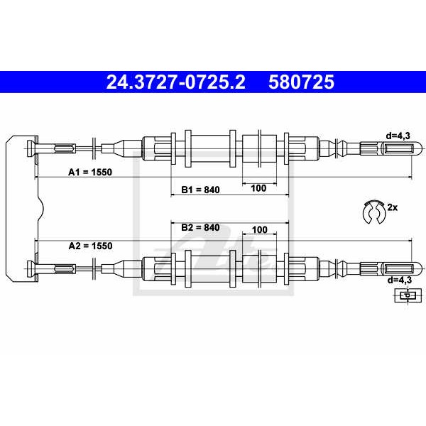 Слика на Сајла за рачна кочница ATE 24.3727-0725.2 за Opel Omega A Estate 3.0 - 177 коњи бензин