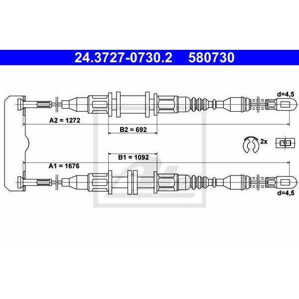 Слика на Сајла за рачна кочница ATE 24.3727-0730.2 за Opel Kadett E 2.0 i - 115 коњи бензин