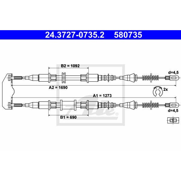 Слика на Сајла за рачна кочница ATE 24.3727-0735.2 за Opel Astra F Classic Hatchback 1.6 i 16V - 101 коњи бензин