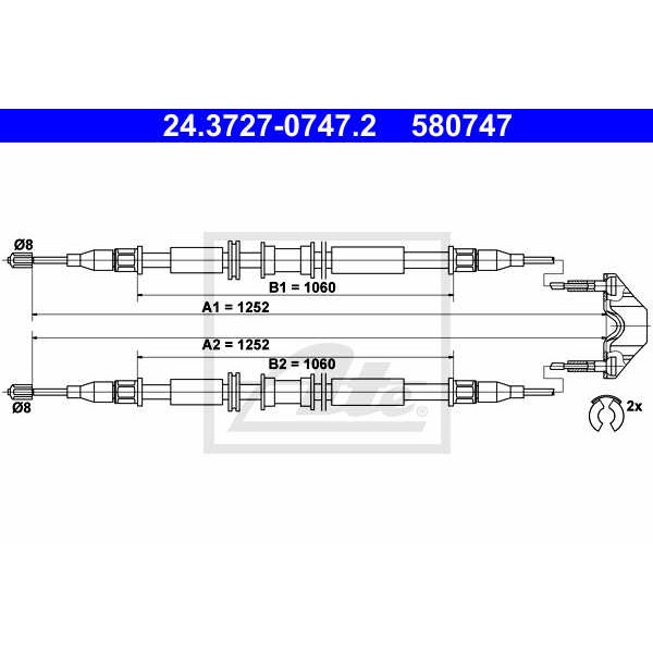 Слика на Сајла за рачна кочница ATE 24.3727-0747.2 за Opel Astra G Saloon 1.7 DTI 16V - 75 коњи дизел