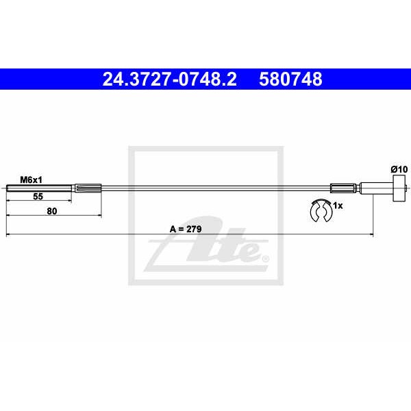 Слика на Сајла за рачна кочница ATE 24.3727-0748.2 за Opel Astra G Coupe 2.0 16V Turbo - 190 коњи бензин