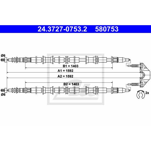 Слика на Сајла за рачна кочница ATE 24.3727-0753.2 за Opel Astra G Saloon 1.8 16V - 125 коњи бензин