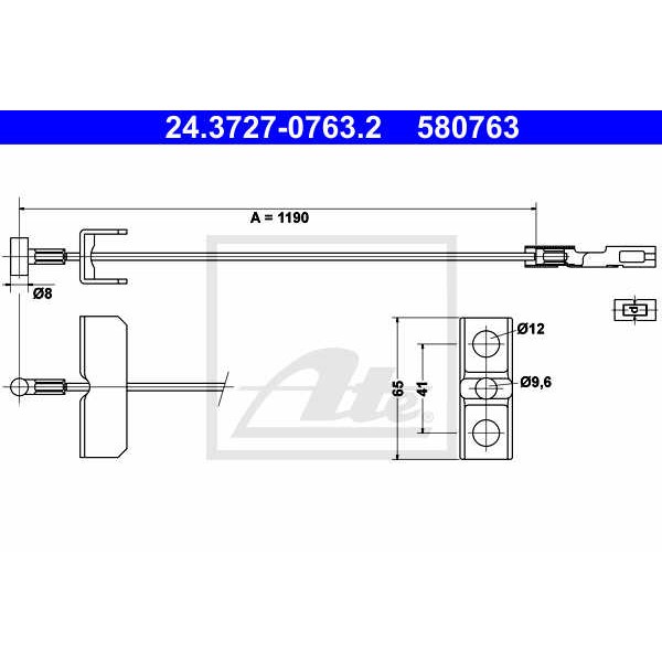 Слика на Сајла за рачна кочница ATE 24.3727-0763.2 за Renault Trafic 2 Bus (JL) 1.9 dCI 80 (JL0B) - 82 коњи дизел