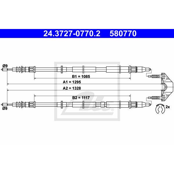 Слика на Сајла за рачна кочница ATE 24.3727-0770.2 за Opel Astra H Estate 1.7 CDTI - 101 коњи дизел