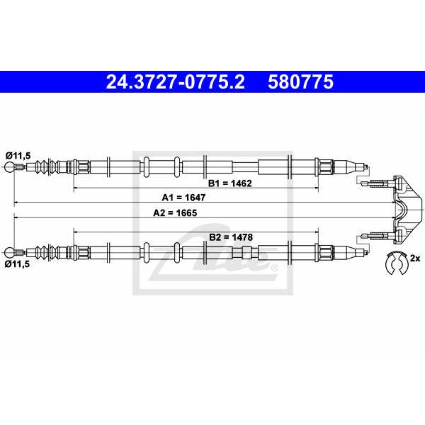 Слика на Сајла за рачна кочница ATE 24.3727-0775.2 за Opel Astra H GTC 1.9 CDTi 16V - 120 коњи дизел