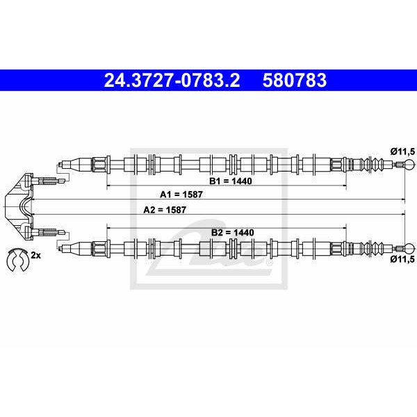 Слика на Сајла за рачна кочница ATE 24.3727-0783.2 за Opel Astra G Saloon 1.8 16V - 125 коњи бензин