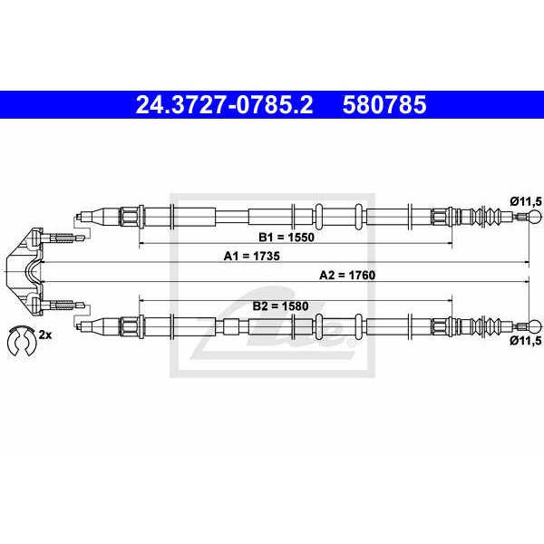 Слика на Сајла за рачна кочница ATE 24.3727-0785.2 за Opel Astra H Estate 1.9 CDTI - 100 коњи дизел