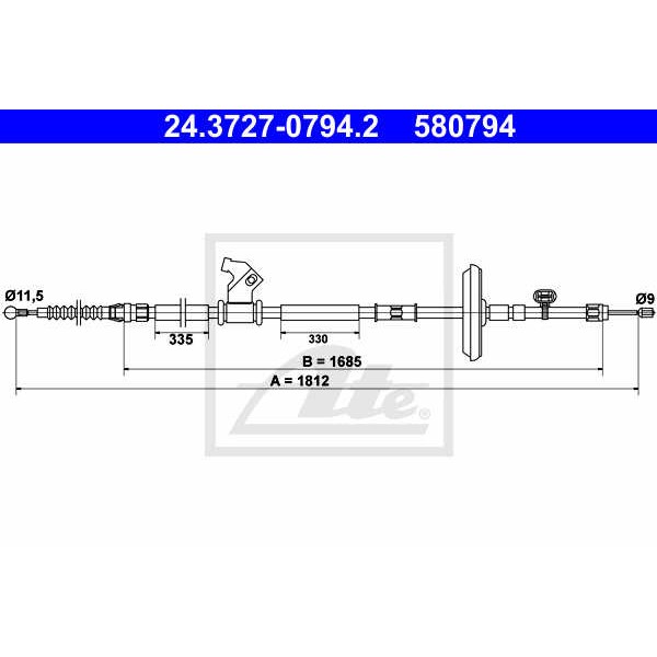 Слика на Сајла за рачна кочница ATE 24.3727-0794.2 за Opel Astra GTC 1.7 CDTI - 131 коњи дизел