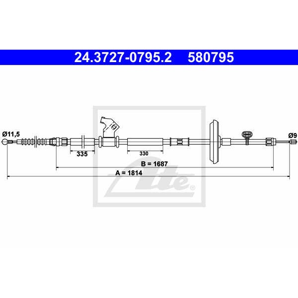 Слика на Сајла за рачна кочница ATE 24.3727-0795.2 за Opel Astra GTC 1.6 - 180 коњи бензин