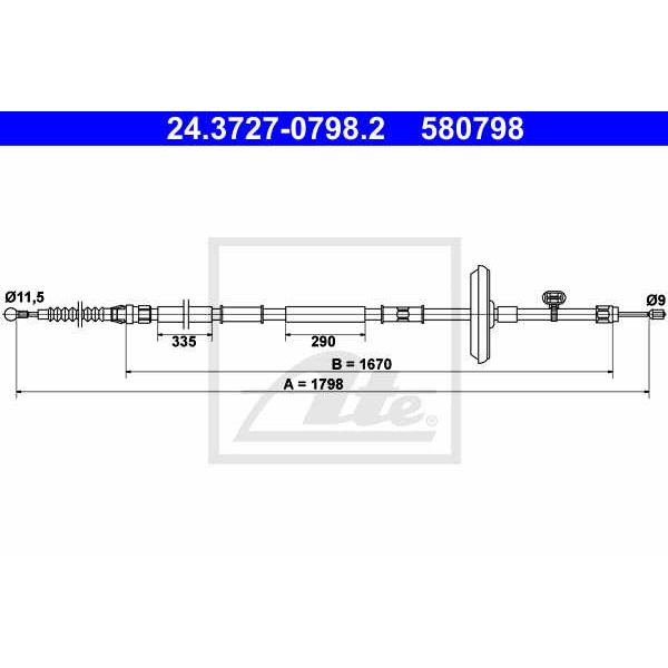 Слика на Сајла за рачна кочница ATE 24.3727-0798.2 за Opel Astra GTC 1.6 - 180 коњи бензин