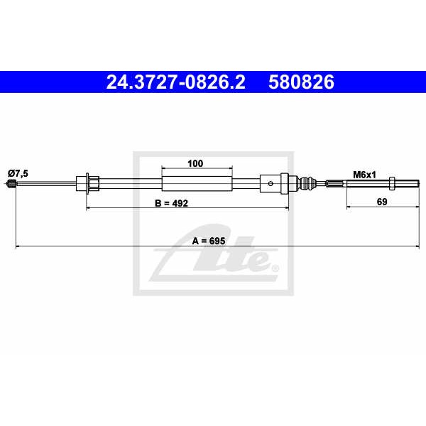 Слика на Сајла за рачна кочница ATE 24.3727-0826.2 за Peugeot 406 Estate 3.0 V6 - 207 коњи бензин