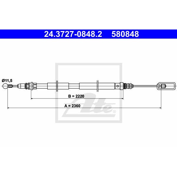 Слика на Сајла за рачна кочница ATE 24.3727-0848.2 за Citroen C8 EA,EB 2.2 HDi - 170 коњи дизел