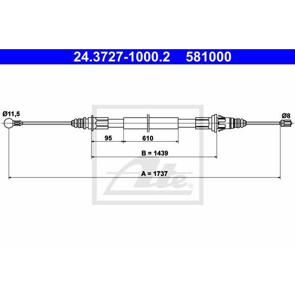 Слика на Сајла за рачна кочница ATE 24.3727-1000.2 за Opel Movano Combi (J9) 2.5 DTI - 115 коњи дизел