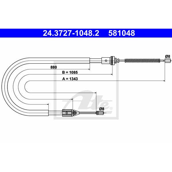 Слика на Сајла за рачна кочница ATE 24.3727-1048.2 за Renault Clio 2 Box 1.9 D (SB0E) - 64 коњи дизел