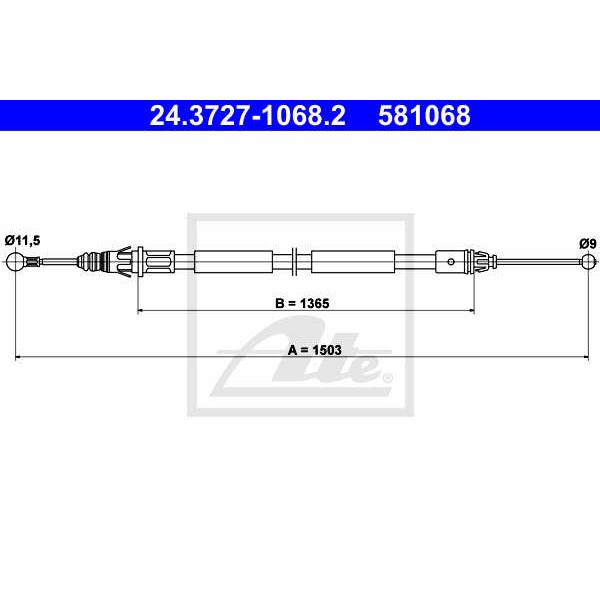 Слика на Сајла за рачна кочница ATE 24.3727-1068.2 за Opel Vivaro Platform (E7) 1.9 Di - 82 коњи дизел