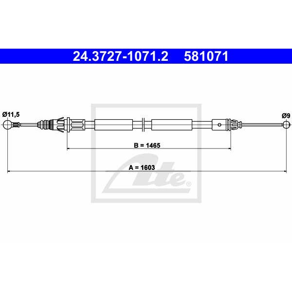 Слика на Сајла за рачна кочница ATE 24.3727-1071.2 за Opel Vivaro Platform (E7) 2.0 16V - 120 коњи бензин