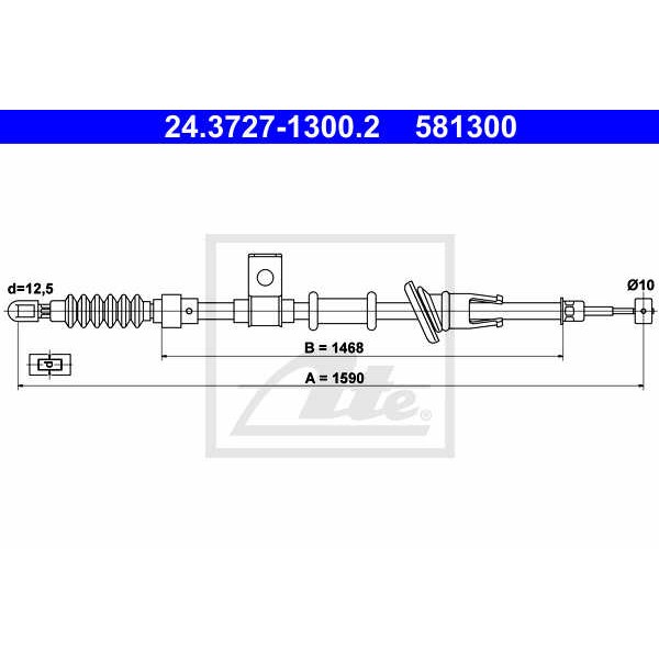 Слика на Сајла за рачна кочница ATE 24.3727-1300.2 за Volvo S40 Sedan (VS) 1.8 - 115 коњи бензин