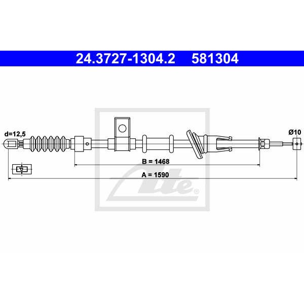 Слика на Сајла за рачна кочница ATE 24.3727-1304.2 за Volvo S40 Sedan (VS) 1.8 - 115 коњи бензин