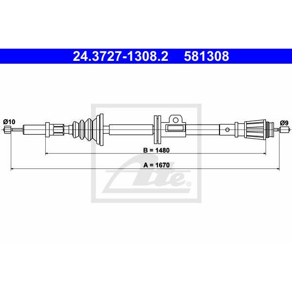 Слика на Сајла за рачна кочница ATE 24.3727-1308.2 за Volvo S70 Saloon (P80) 2.0 - 163 коњи бензин