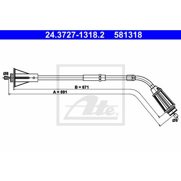 Слика на Сајла за рачна кочница ATE 24.3727-1318.2 за Volvo S80 Saloon D5 - 215 коњи дизел