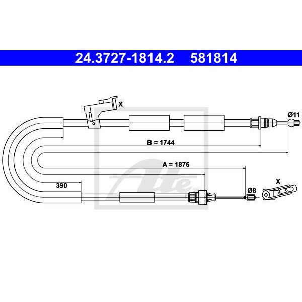 Слика на Сајла за рачна кочница ATE 24.3727-1814.2 за Mazda 3 Saloon (BK) 2.3 - 160 коњи бензин