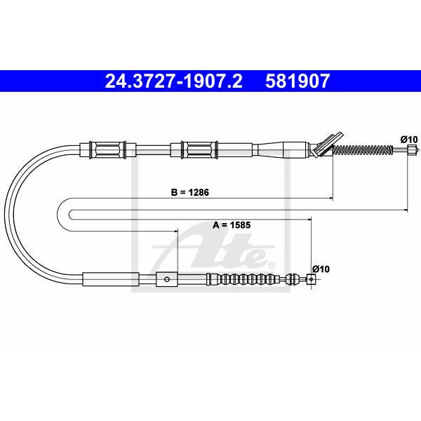 Слика на Сајла за рачна кочница ATE 24.3727-1907.2 за Toyota Corolla Liftback (E11) 1.6 (AE111_) - 110 коњи бензин