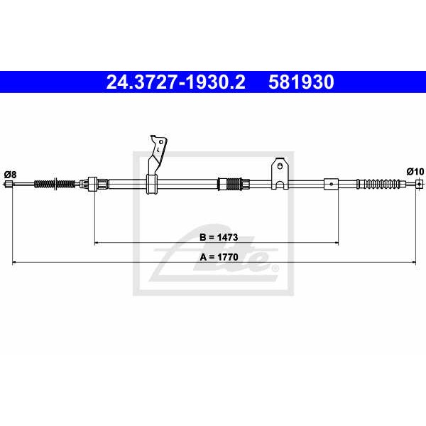 Слика на Сајла за рачна кочница ATE 24.3727-1930.2 за Toyota Avensis Estate (T27) 2.2 D-4D - 150 коњи дизел