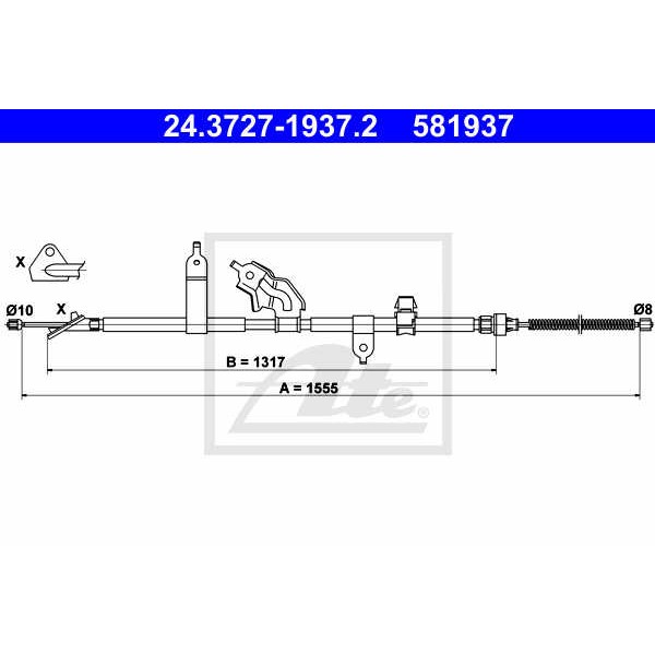 Слика на Сајла за рачна кочница ATE 24.3727-1937.2 за Daihatsu Charade 1.33 16V - 99 коњи бензин